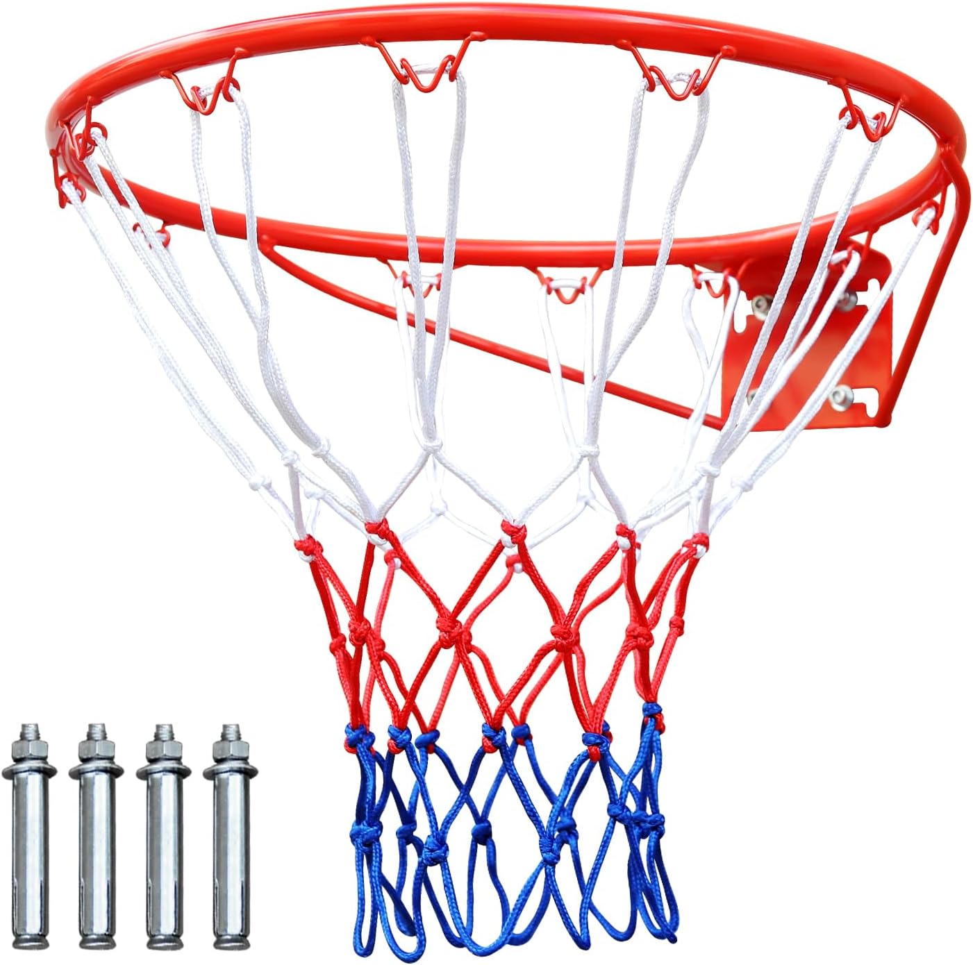Skiennix 18-Inch Basketball Rim - Heavy Duty Solid Steel with All-Weather Net for Indoor/Outdoor Use