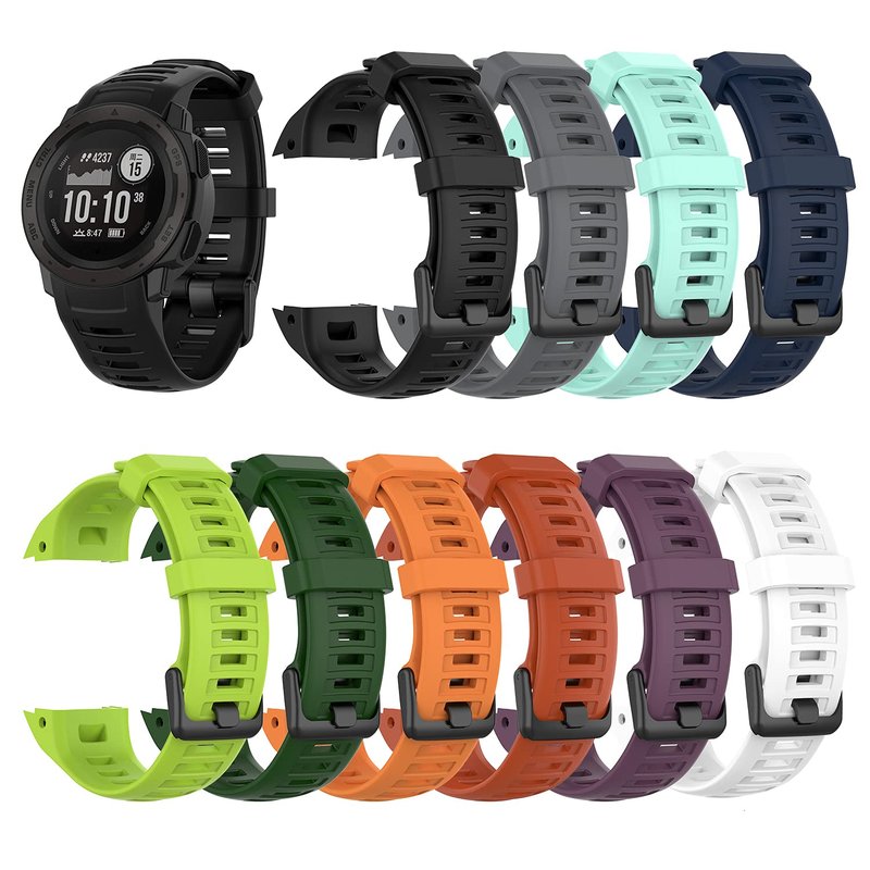 Compatible for Garmin Instinct Solar/Tactical/Esports/Tide, 22mm Width Soft Silicone Wristband Replacement Watch Band Strap for Garmin Instinct 2/2 Solar/2 Solar Tactical