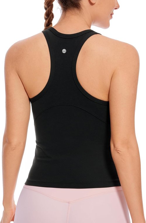 CRZ YOGA High Neck Butterluxe Tank Top for Women - Comfortable Racerback Gym Camisole