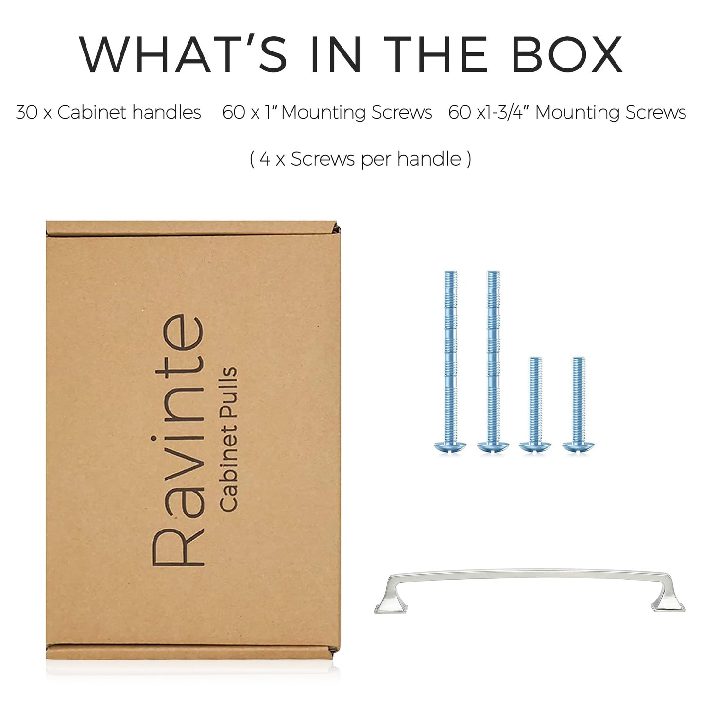 Ravinte 30 Pack Solid 7-1/2" Square Foot Arch Pulls Kitchen Cabinet Handles Brushed Nickel Pulls Silver Dresser Kitchen Cupboard Hardware Handles for Cabinets Cupboard Drawers