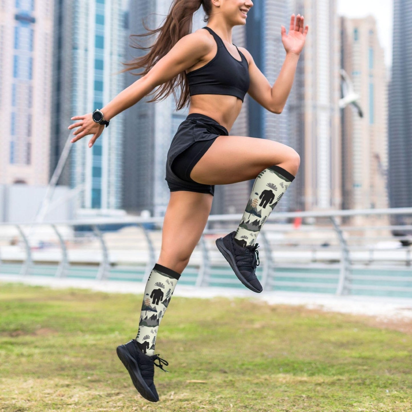 Bshuey Big Sasquatch Foots Compression Socks For Women & Men Circulation 15-20 Mmhg Knee High Best Support For Travel Running Athletic