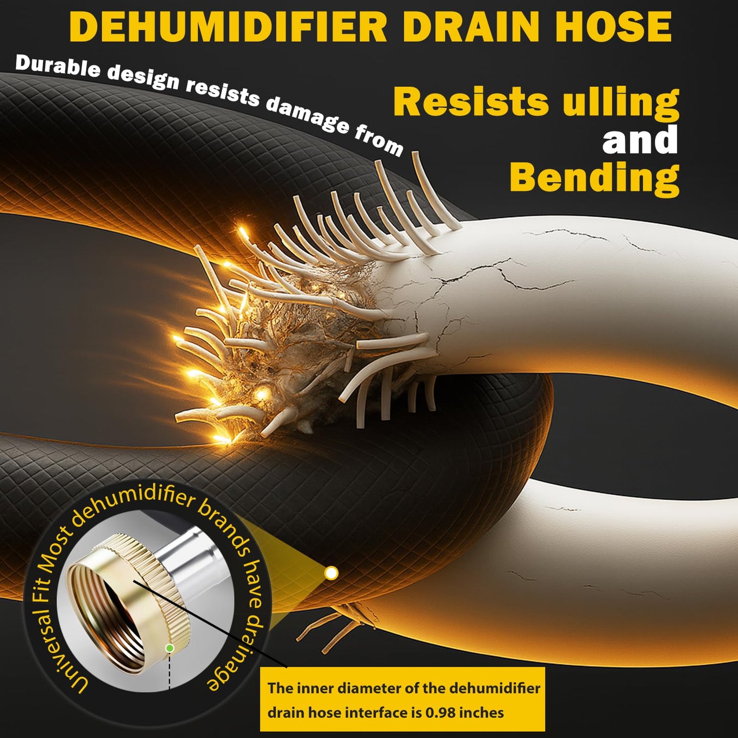 (7 Length Options)5FT Dehumidifier Drain Hose with 3/4 Inch FHT Leak-Proof and Rust-Resistant Connector Portable AC Tangle-Free Thickened Drain Hose Indoor Perfectly Fit Most Dehumidifier Models