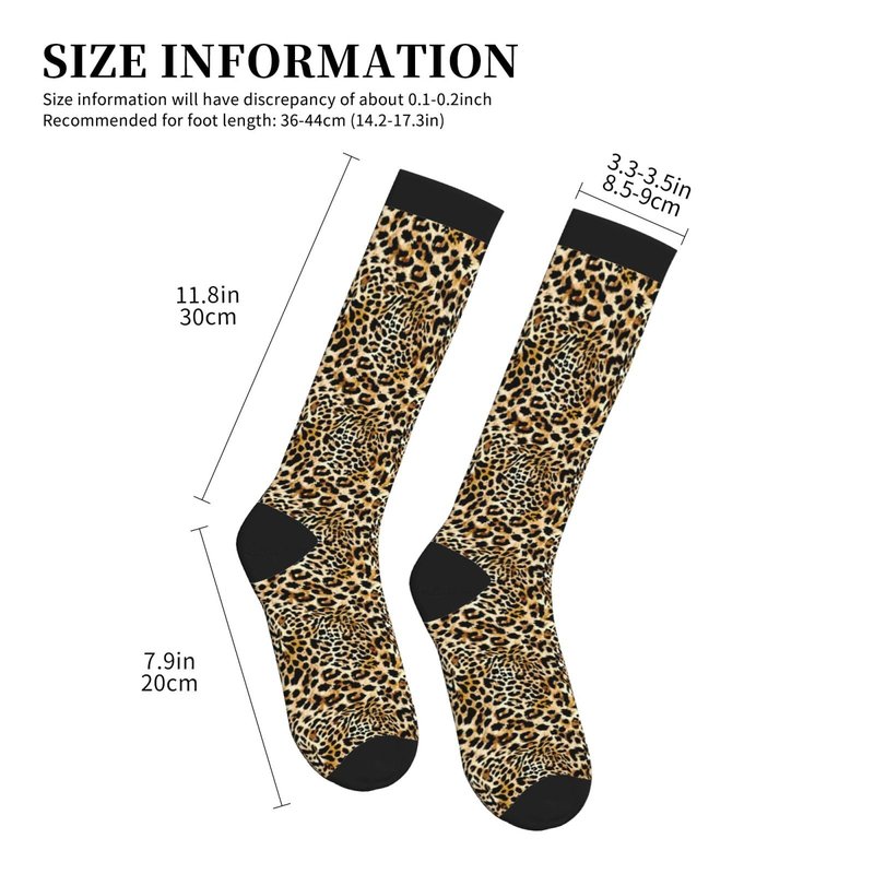 Wyayazh Leopard Print Compression Socks Women Men Knee High Support Socks For Athletic Running Cycling