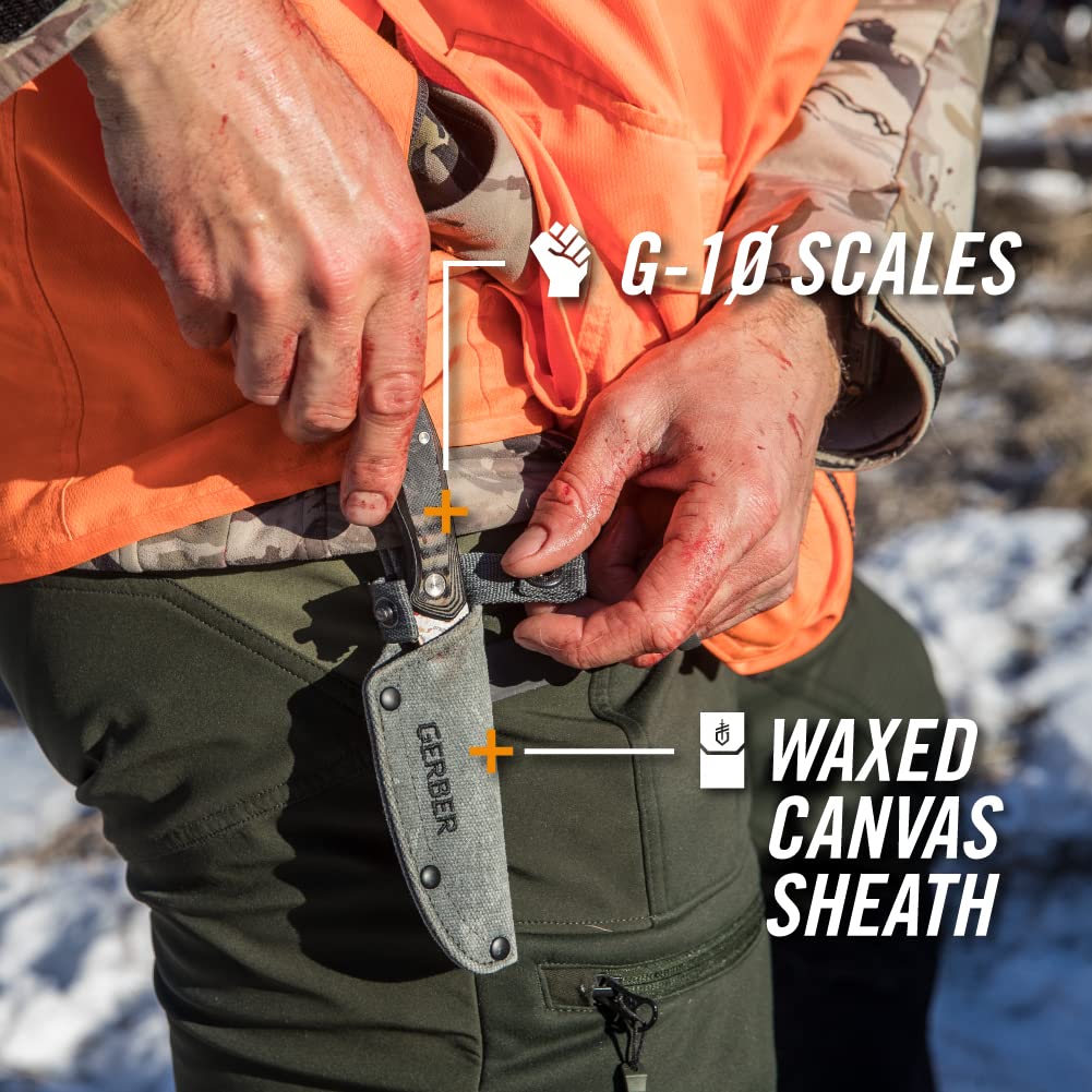 Gerber Gear Downwind Caper - Fixed Blade Knife with Sheath for Hunting Gear - Olive
