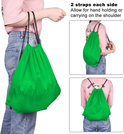 KUUQA Green Drawstring Backpacks - 100Pcs Bulk Gym & Travel Bags for Convenient Carrying