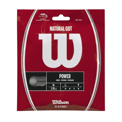 WILSON Natural Gut 16 Tennis String - Set, White