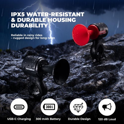 ROCKBROS Electric Bike Horn, Findmy Anti Loss Device, 120dB Bike Horn Alarm,IPX5 Waterproof Bicycle Horns for Mountain/Road/Folding/Electric Bikes