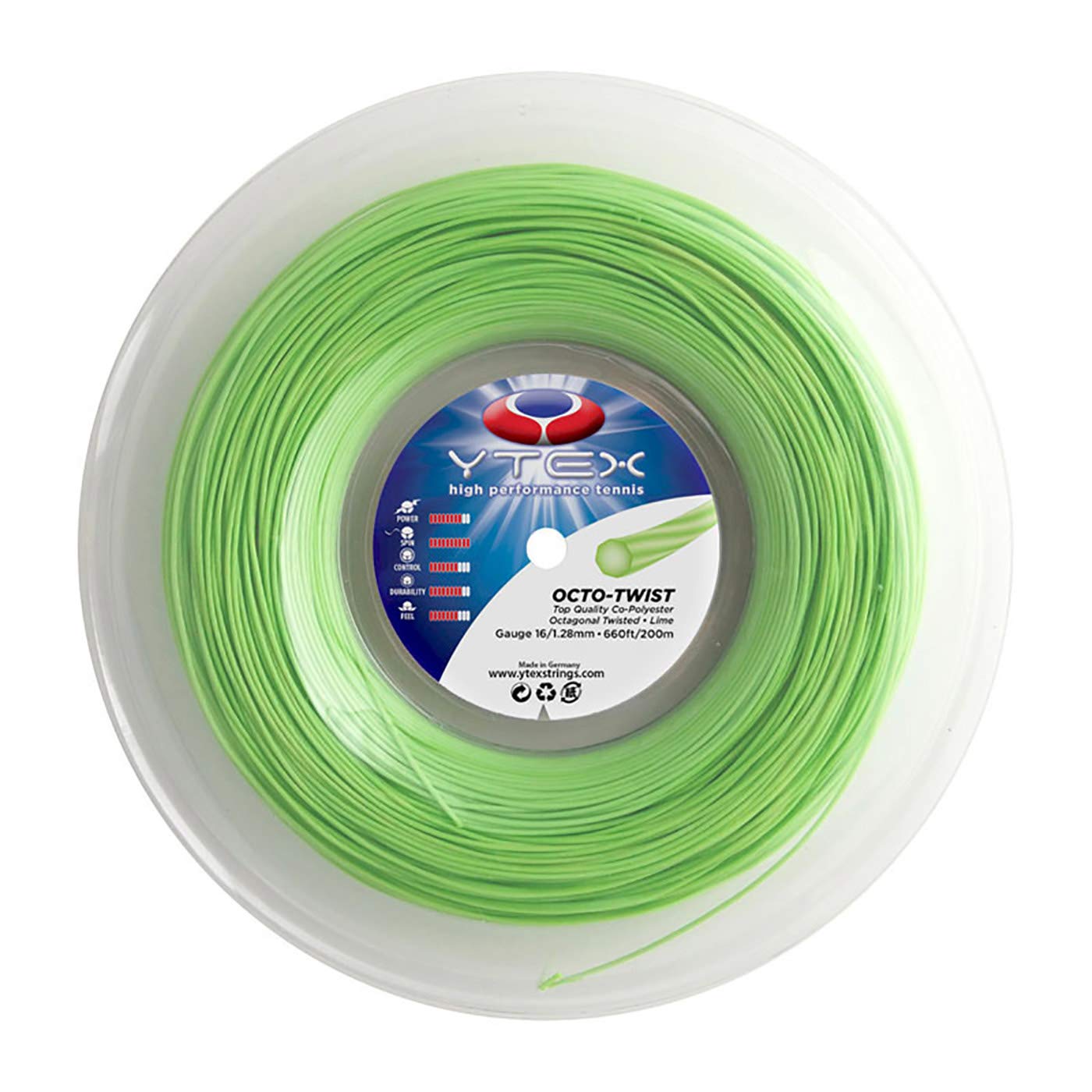 YTEX Octo-Twist Green Tennis Racquet String Reel (16 Gauge, 1.26mm)