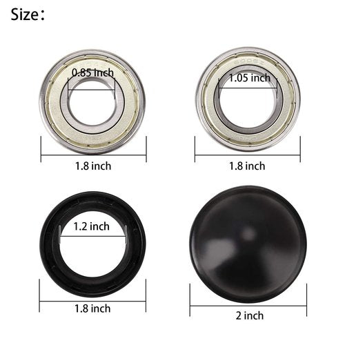 10L0L Golf Cart Front Wheel Bearing Kit for Yamaha G2,G8,G9,G11,G14,G16,G19,G20,G21,G22,G29 Gas & Electric,Inner Wheel Sealed Ball and Commutator Bearing with Rubber Front Hub Dust Cover, 93306-005Y3