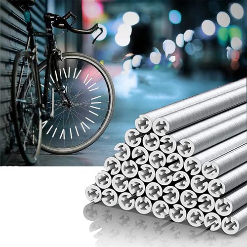 Hsathoac 36 Pcs Spoke Reflectors for Bicycles, 360° Visibility Bike Spoke Reflectors, Bike Wheel Reflector Tube, Bike Spoke Skins, Waterproof Warning Spoke Lights Covers for Night Cycling Riding