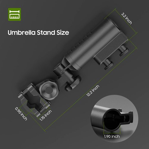 10L0L Golf Push Cart Umbrella Holder-Heavy Duty Aluminium Alloy Base Holder 180 Degree Rotation, Universal Holder for Golf Cart, Strollers, Bike, Wheelchair, Beach Chair (Black)