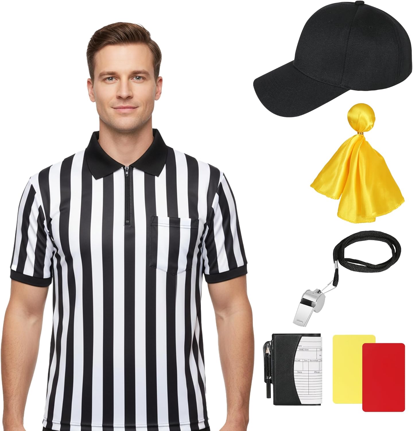 Referee Shirt Halloween Costume - Men's Football Soccer Outfit for Sports & Cosplay
