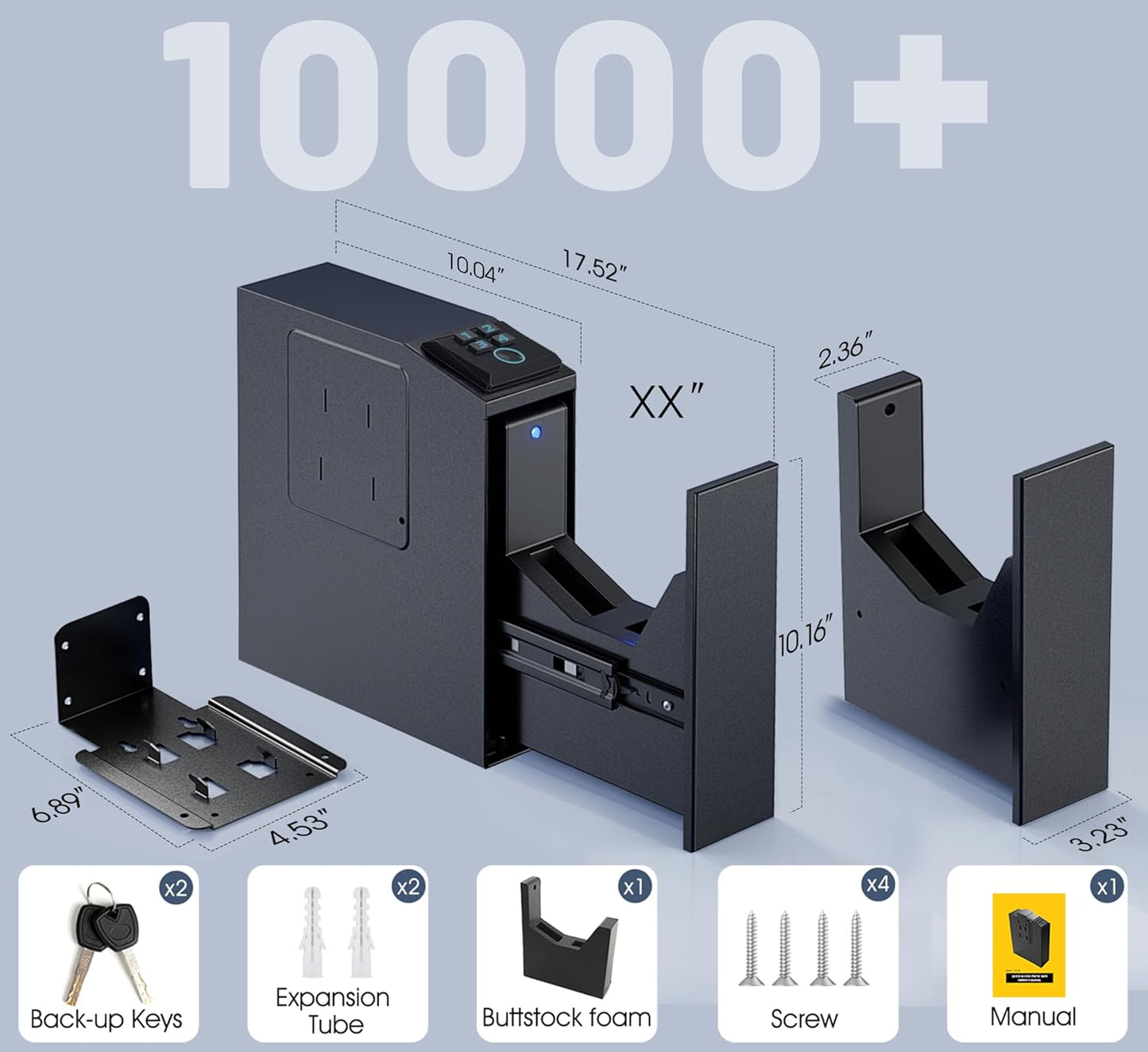 ORARAER Biometric Gun Safe - 4 Ways to Unlock with Fingerprint, Key & PIN | Compact Nightstand Pistol Lock Box