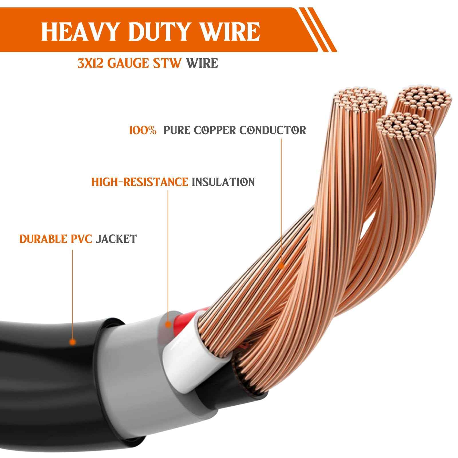 Tellegloww 14-30P to 6-20/15R or 5-20/15R EV Dryer Adapter Cord Compatible with NEMA 30 Amp 4 Prong 240V to 20/15 Amp 3 Prong 240V 6-20/15R or 5-20/15R T Blade for EV Charger HVAC 12 AWG 1FT
