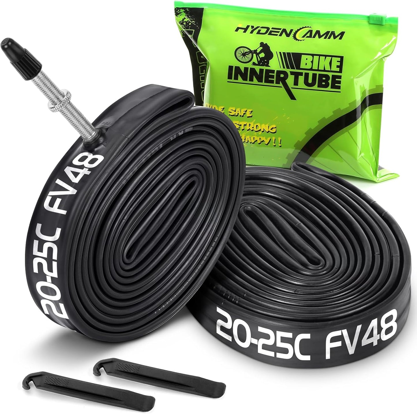 700C Bike Tube - Butyl 2 Pack with Tire Levers | Compatible with 700x20C-25C Sizes