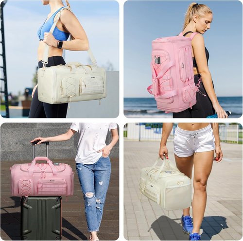 Bosstin Gym Bag - 45L Travel Duffle for Men & Women | Sports Backpack with Shoe Compartment - Pink