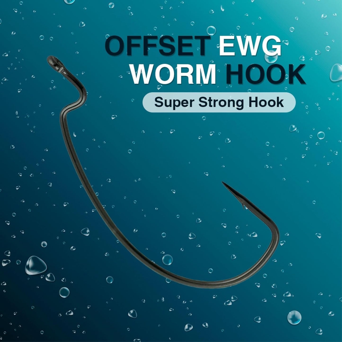 Reaction Tackle Offset EWG Worm Hooks - Super Strong Wide Gap for Soft Plastic Baits | 25 Pack