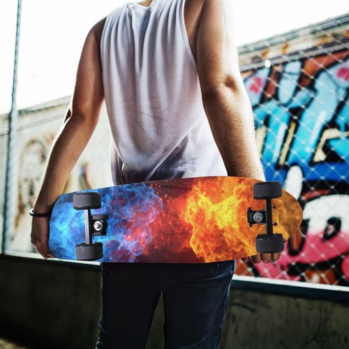 Kigai Fire & Ice Skateboard Grip Tape Sheet,Non Slip Waterproof Sandpaper Scooter Grip Tape Longboard Griptape 33.1x9.1inch
