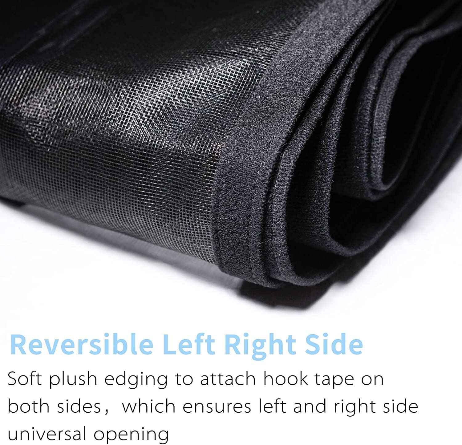 Reversible Left or Right Side Opening Magnetic Screen Door, Narrow Durable Fiberglass Mesh Curtain Hands Free for Patio, Bedroom, Fits Door Size 38" x 82", Black