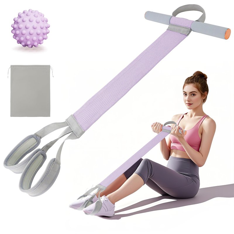 Multifunction Pedal Resistance Band, 120LB Fitness Resistance Bands for Women, Beginner-Friendly Yoga Training Equipment, Full-Body Exercise Band for Chest, Glutes, Legs & Core Muscles, Purple