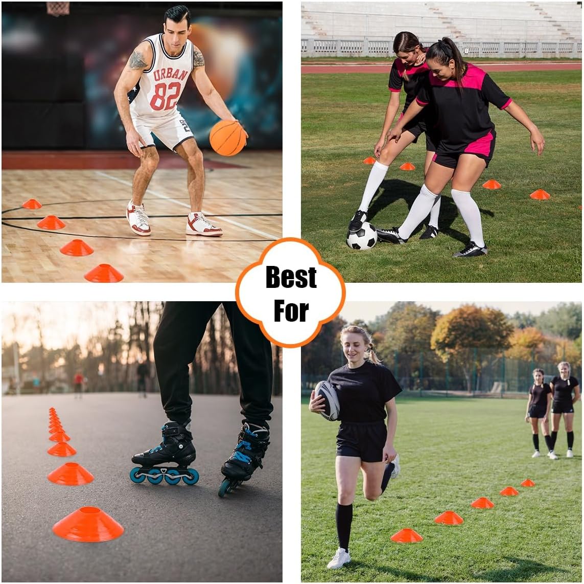 Pro-Grade Soccer Training Cones Set - Durable Agility Cones with Carry Bag & Strap Holder | 75/50/25 Pack for Sports Training