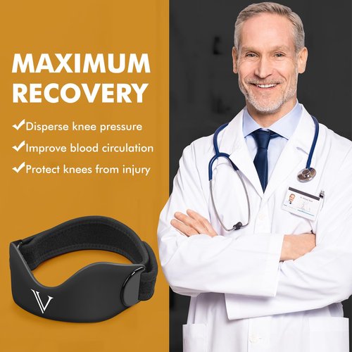 JHVW Silicone Patellar Tendon Support Strap 2-Pack, Knee Brace for Women Men, Adjustable Non-Slip Patella Band Support (Black)