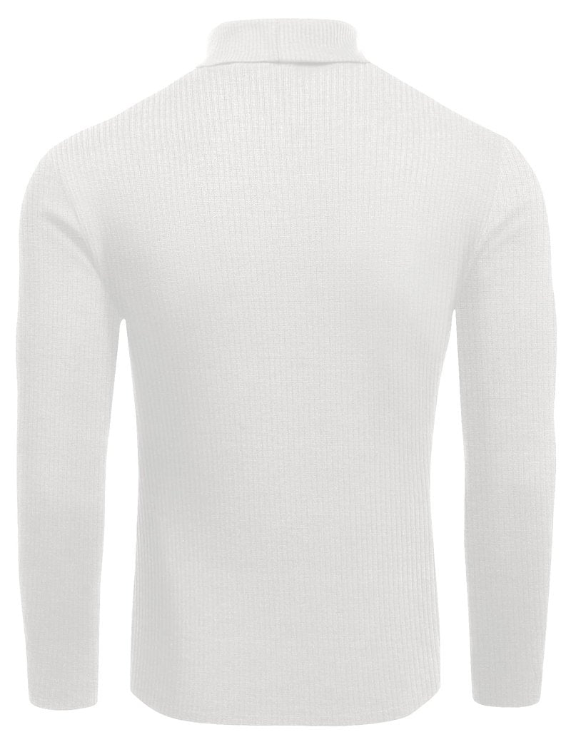 Ekouaer Mens Turtleneck Shirts Ribbed Lightweight Sweater Long Sleeve Casual Pullover Thermal Undershirts White M