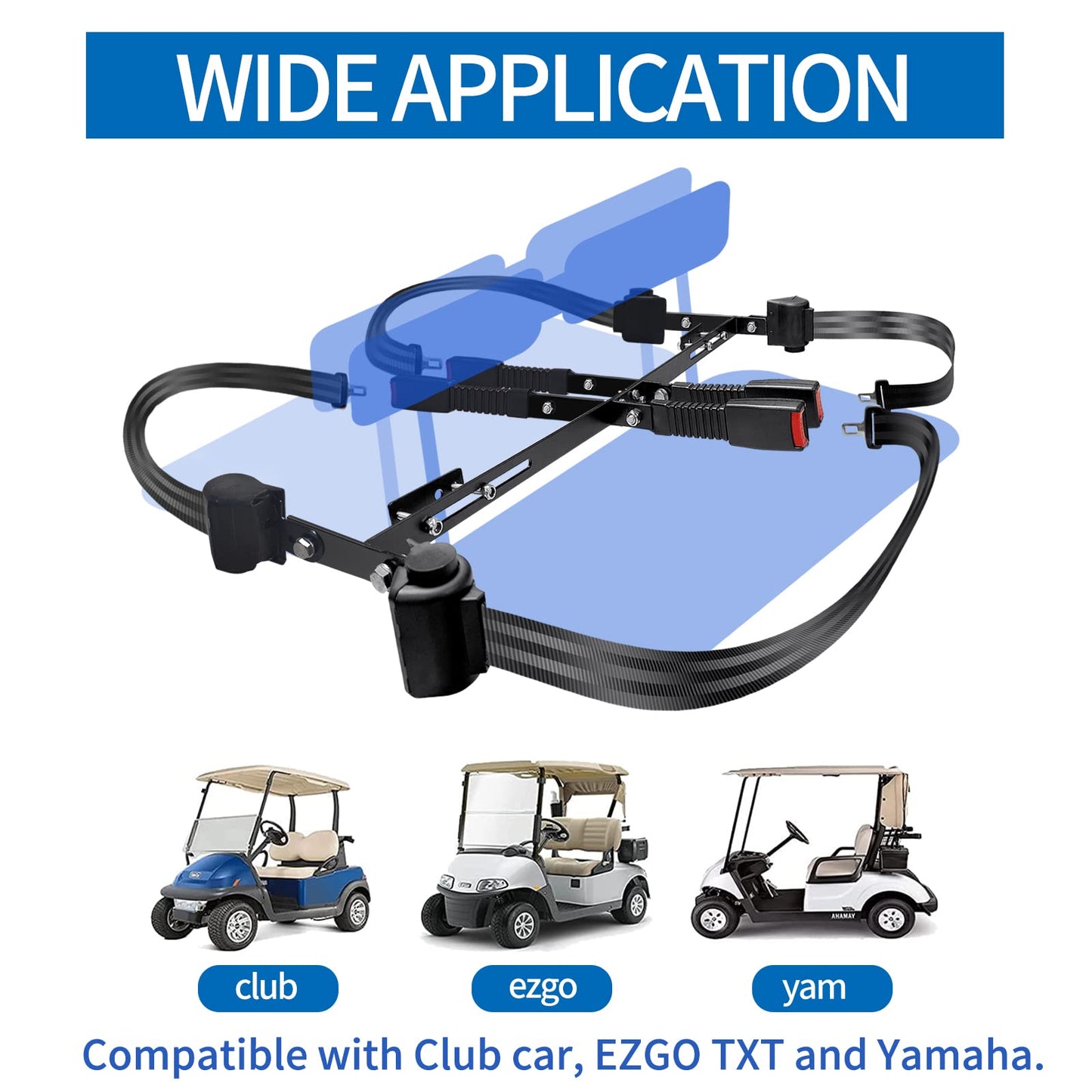 YOUXIFUN Universal 4 Passenger Golf Cart Seat Belt Bracket Kit for EZGO, Club Car, Yamaha