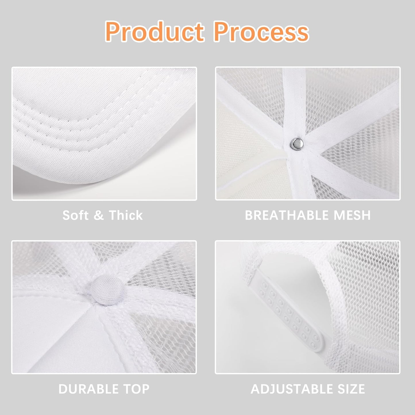 OKBA 5 Pack Sublimation Blank Baseball Cap Polyester Mesh Trucker Hat Adult (US, Alpha, Medium, 3X-Large, Standard, 5PCS*White ha)
