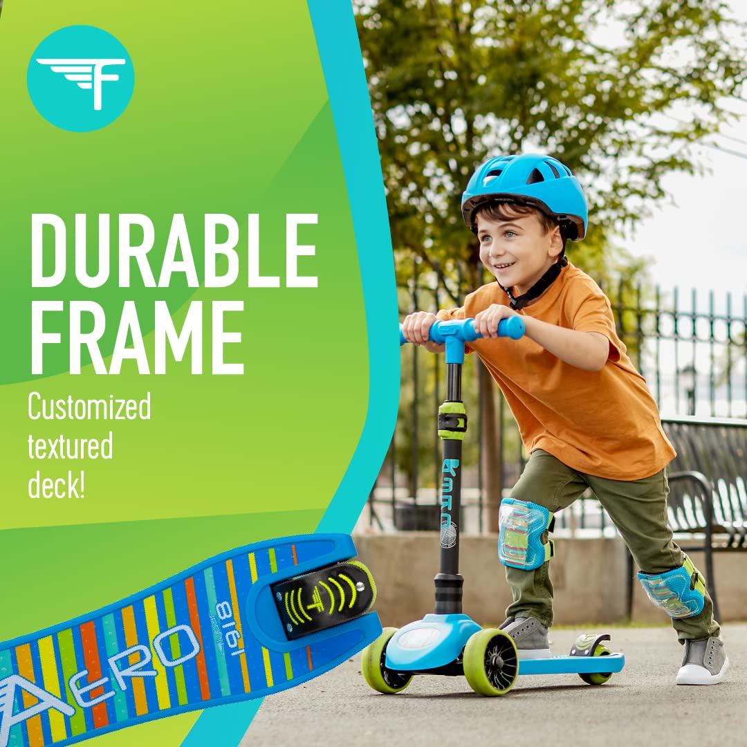 Aero Toddler, Kids Scooter – 3 Wheel Scooter, Adjustable Handles, LED Wheels, Rear Brake, Durable, Folding Scooter, Easy Grip Deck, Outdoor Toys, Kick Scooters for Boys and Girls, Ages 3 and Up