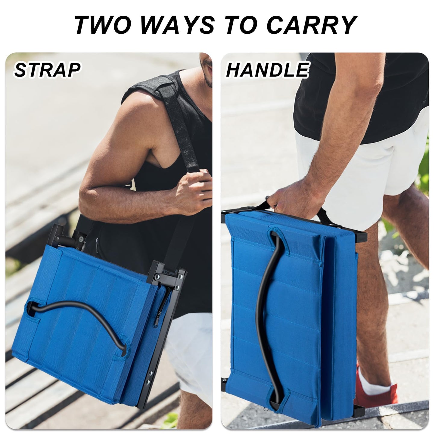 Aliphon Stadium Seat for Bleachers with Back Support and Cushion, Bleacher Seats with Shoulder Strap and Cup Holder, Padded Portable Folding Comfort Stadium Chair, for Sports Events, Blue (1pcs)