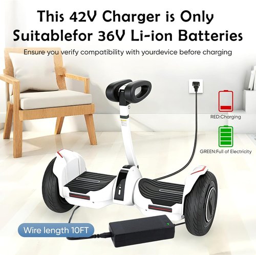 GOTRAX UL Certified 42V 2A Electric Scooter Charger - 6-Prong Hoverboard Power Adapter