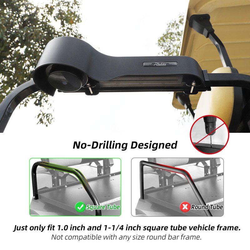 Roykaw Golf Cart Armrest with Cup Holder Compatible with EZGO/Club Car/Yamaha & Most Brand, Universal Golf Cart Rear Seat Arm Rests with Phone Holder, No Drilling, Fit 1.0"/1-1/4" Square Frame