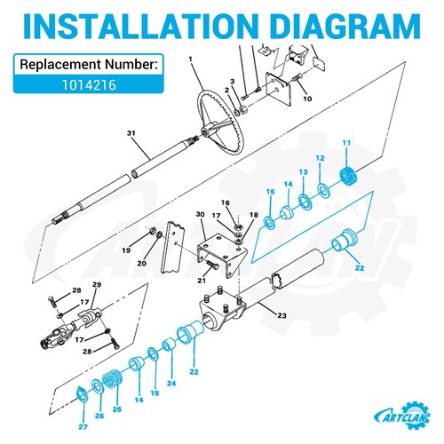 Golf Cart Steering Column Rebuild Kit, Suitable for 1987-UP Club Car DS Golf Cart, Club Car DS Steering Rebulid Kit Replace OEM# 1014216