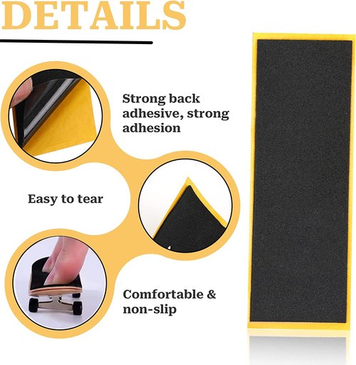 Hasefam 60Pcs Fingerboard Foam Grip Tape, Quality Wooden Board Strong Adhesive Foam Anti Slip Stickers Black Mini Skateboard Grip Tape 4.33x1.5inch (Black 60Pcs)