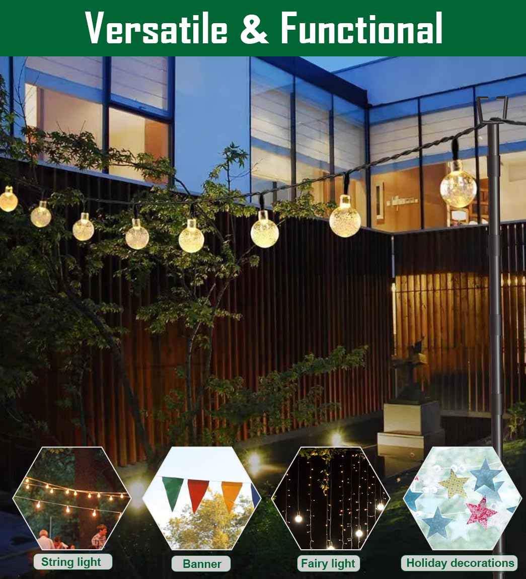 Tigerden 10Ft String Light Poles for Outside, Adjustable Metal Poles for Outdoor String Lights, Rustproof & Sturdy Light Stand Posts for Patio, Backyard, Deck, Garden, Party Decorations