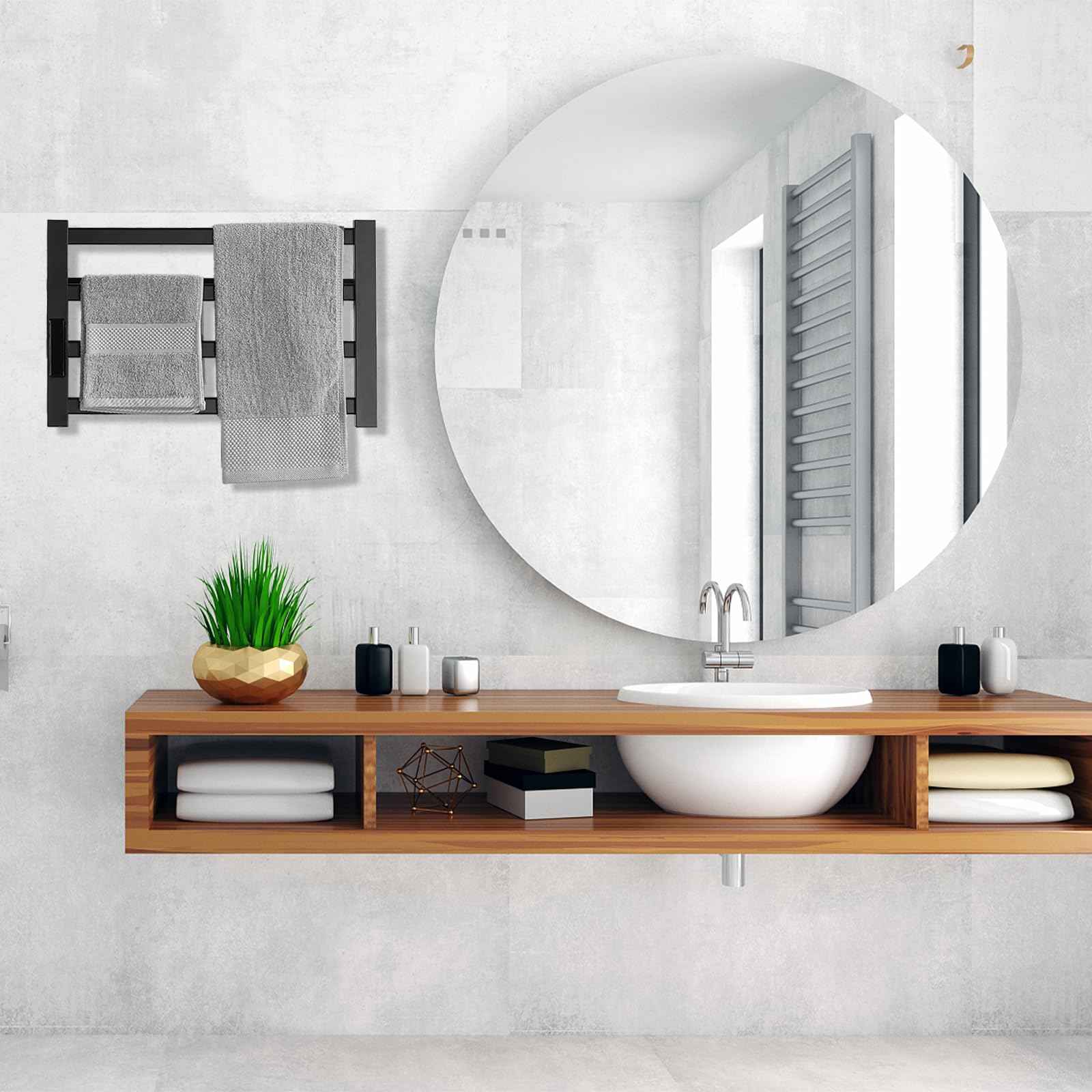 Heated Towel Rack，Towel Warmer with Built-in Timer, Stainless Steel Electric Towel Dryer Wall-Mounted Bath Heater