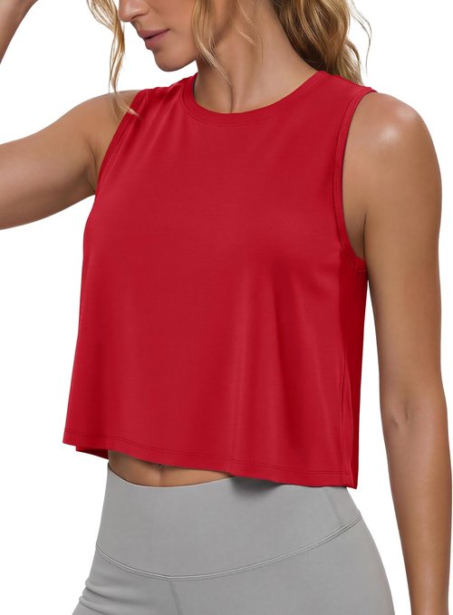MAGCOMSEN Women's Cropped Tank Top - Quick Dry Sleeveless Workout Shirt for Yoga & Gym | Loose Fit