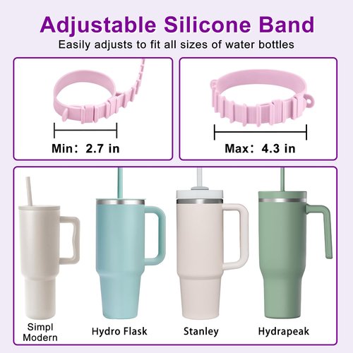 Fumcsy Water Bottle Holder with Strap for Stanley Cup Accessories,Adjustable Shoulder Strap Compatible with Stanley Tumbler,Owala,Hydroflask, YETI and More (Purple)
