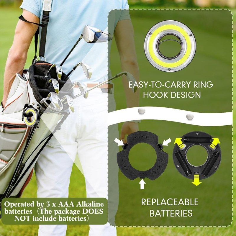 Retisee Night Golf Lights LED Glowing Putting Green Flags and Poles Glowing Hole Lights for Night Golf Party Camping(6 Pieces)