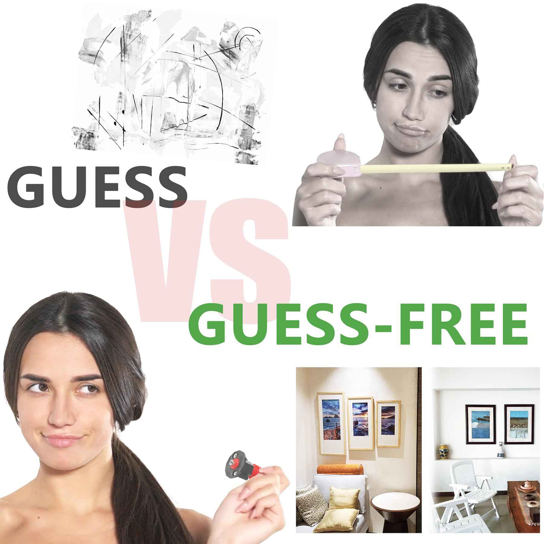 Keyhole Marker, All-in-One Picture Hanging Kit with Level, Center Punch, Screwdriver, Push-Pin Hangers, Easy-Hang No-Measure Tool for Wall Art, Photo Frames, Canvas, Sawtooth, Keyhole, Wire, D-Ring