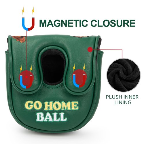 Golf Mallet Putter Cover for DF3 Center Shafted Putter Head Cover Mallet Putter Headcover Magnetic Synthetic Leather Mallet Putter Cover Club Protective Case for Men (Putting Man)