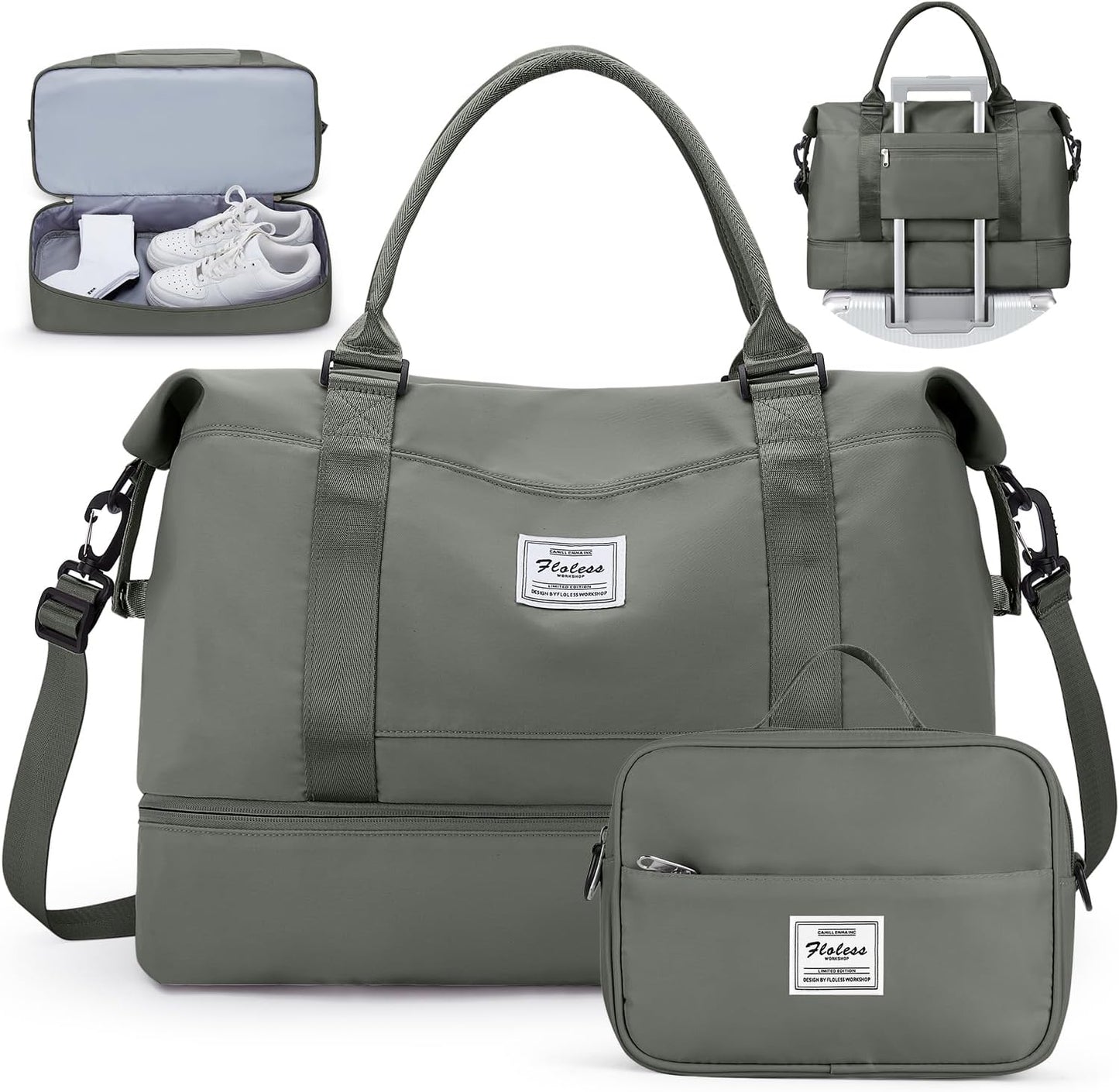 Skiennix Travel Duffel Bag - Shoes Compartment & Carry-On Design | Perfect for Weekend Getaways 18x14x8