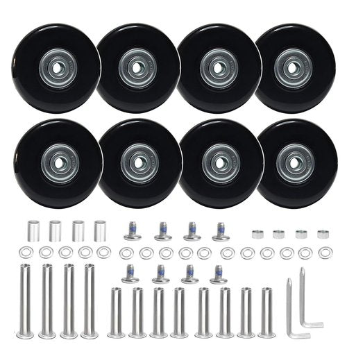 Luggage Suitcase Replacement Wheels Set Suitcase Spinner Wheels 8Pcs PU Bearing Wheels-Install Dia 2in/50mm Width 0.63in/16mm with 2 Size Axles for Trolley Bag Drawbar Box Smooth Rolling Repair