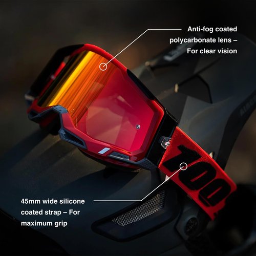 100% Accuri 2 OTG Mountain Bike & Motocross Goggles - Sports Goggles for Motocross & Dirt Bike Riding - Yellow, Clear Lens
