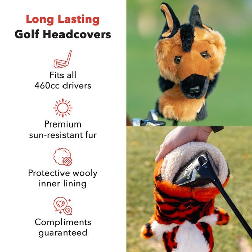 Daphne's Headcovers German Shepherd Driver Headcover | Premium Driver Headcovers | Funny Golf Club Covers | Stylish Protection for Your Clubs | Men's Golf Gear | Driver Headcover for Men and Women