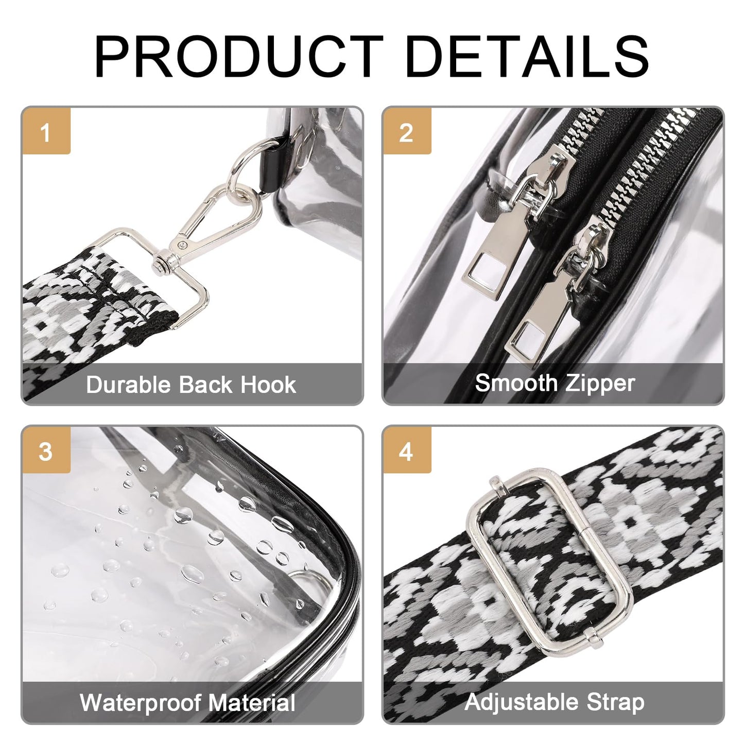CLUCI Clear Bag for Stadium Events, Clear Crossbody Bag, Small Transparent Purses