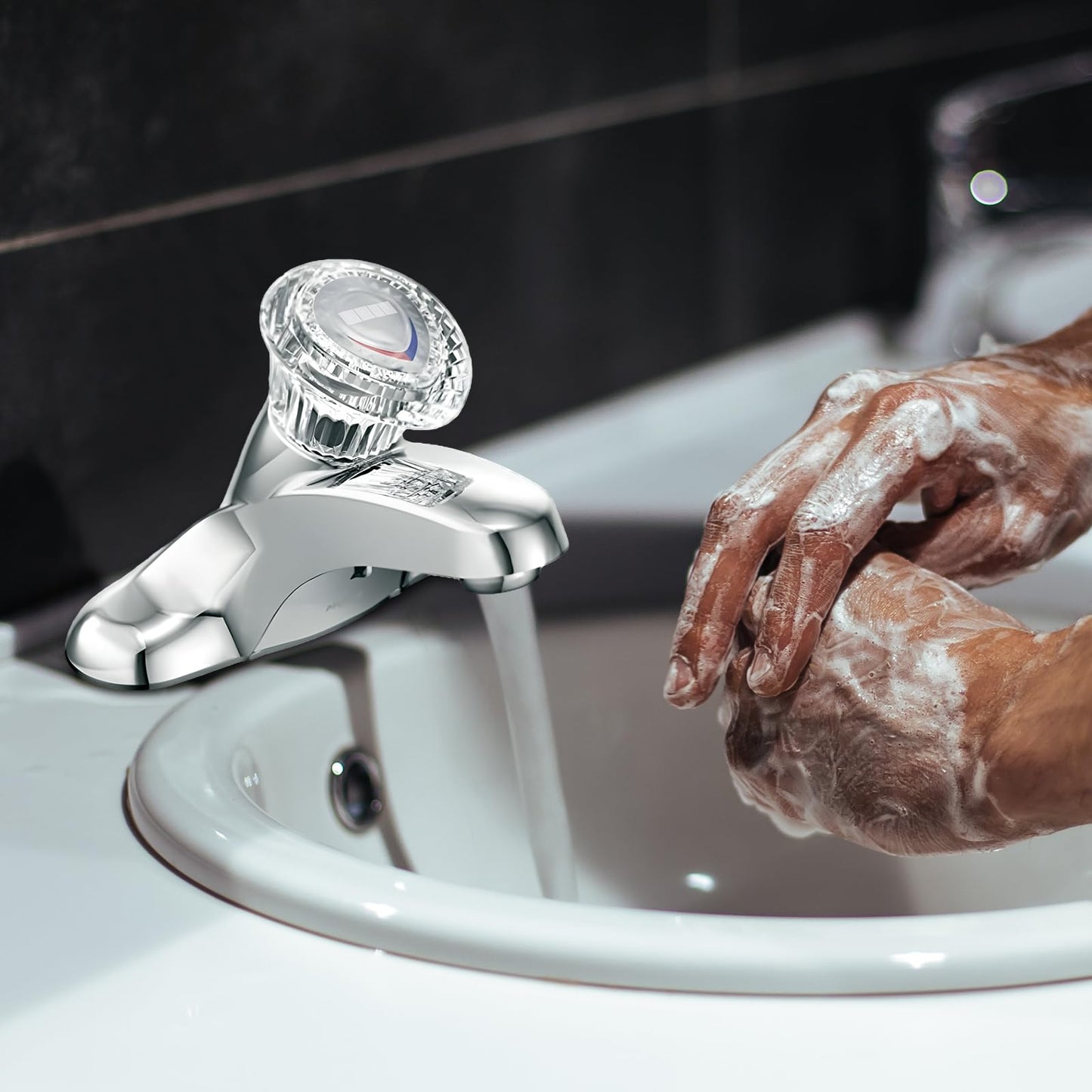 Enhon 1 Pack Shower Knob Handle Kit Compatible with Moen 96797 Chateau Collection, Replacement Faucet Handle Kit for Bathroom Tub and Shower, Include Screws, Chrome Knob Insert