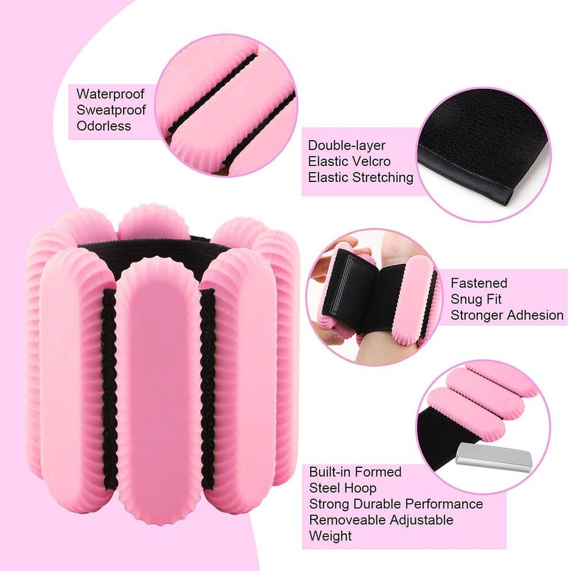 Pilates Wrist & Ankle Weights for Women, Wearable Strong Arm & Leg Weights Set of 2(1Lbs Each), Adjustable Ankle Weights for Walking, Yoga, Dance, Barre,Gym (Pink, 1lbs x2)