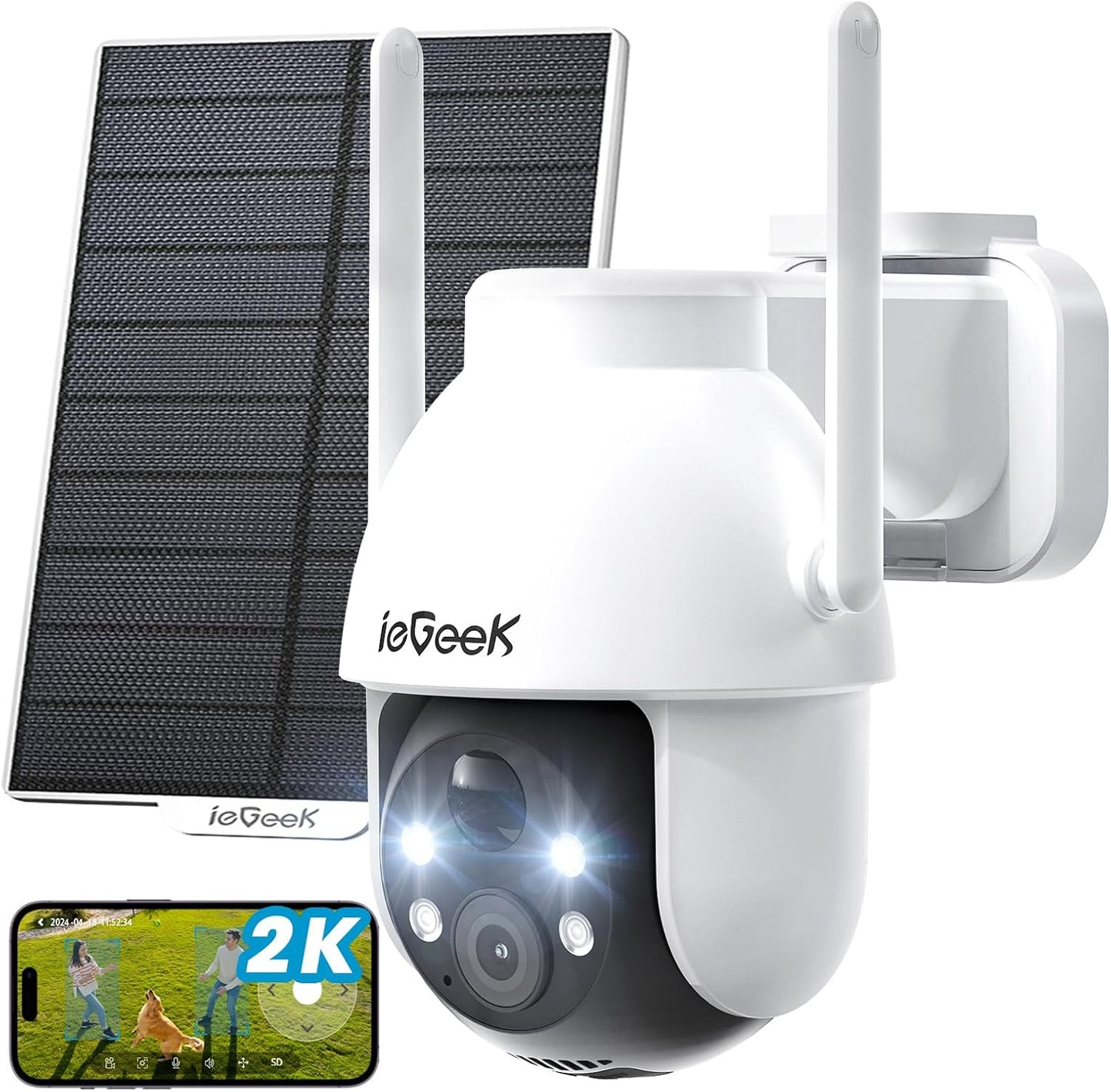 2K Solar WiFi Security Camera - Wireless Outdoor Surveillance with 360° PTZ & Night Vision
